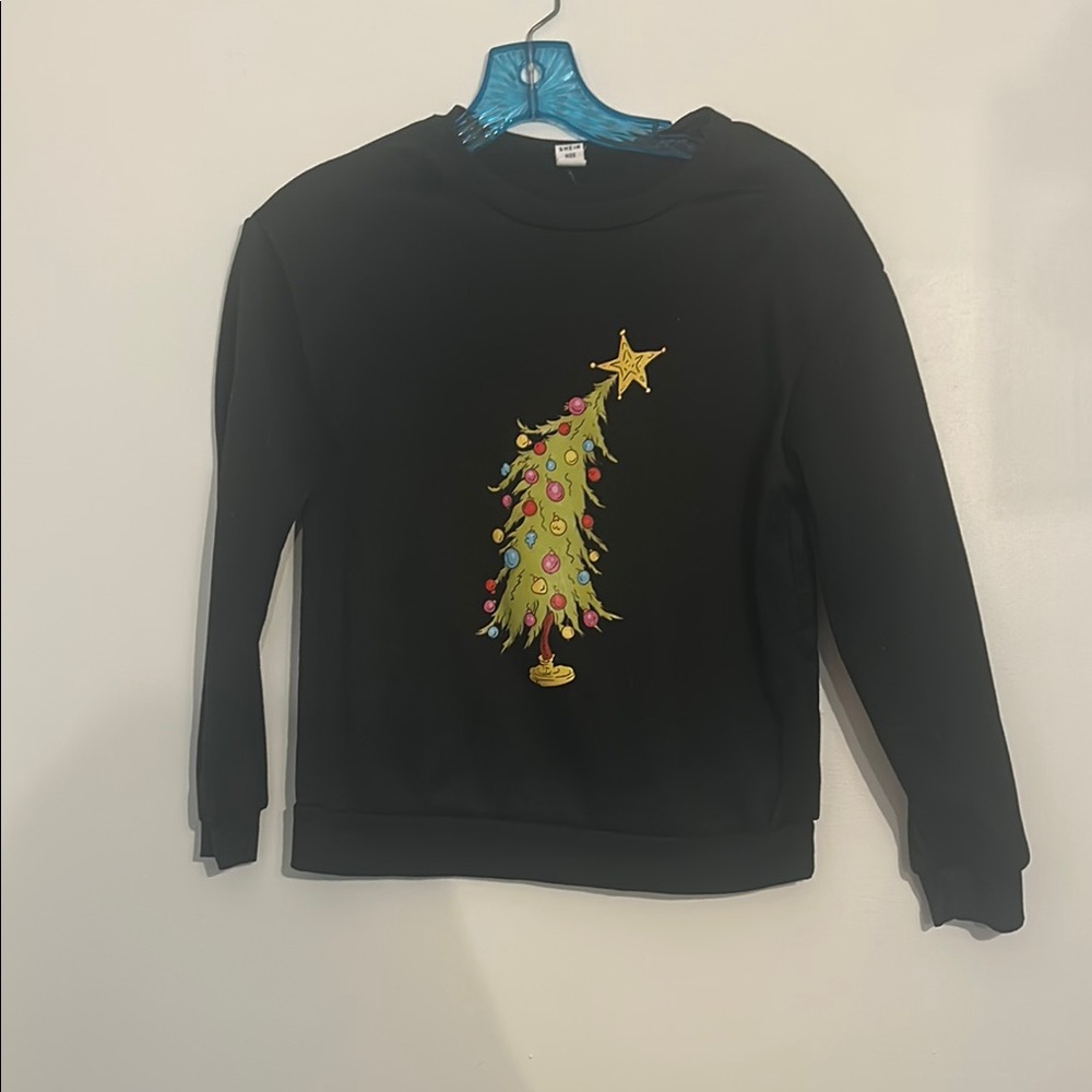 SHEIN Black Christmas Tree Sweatshirt